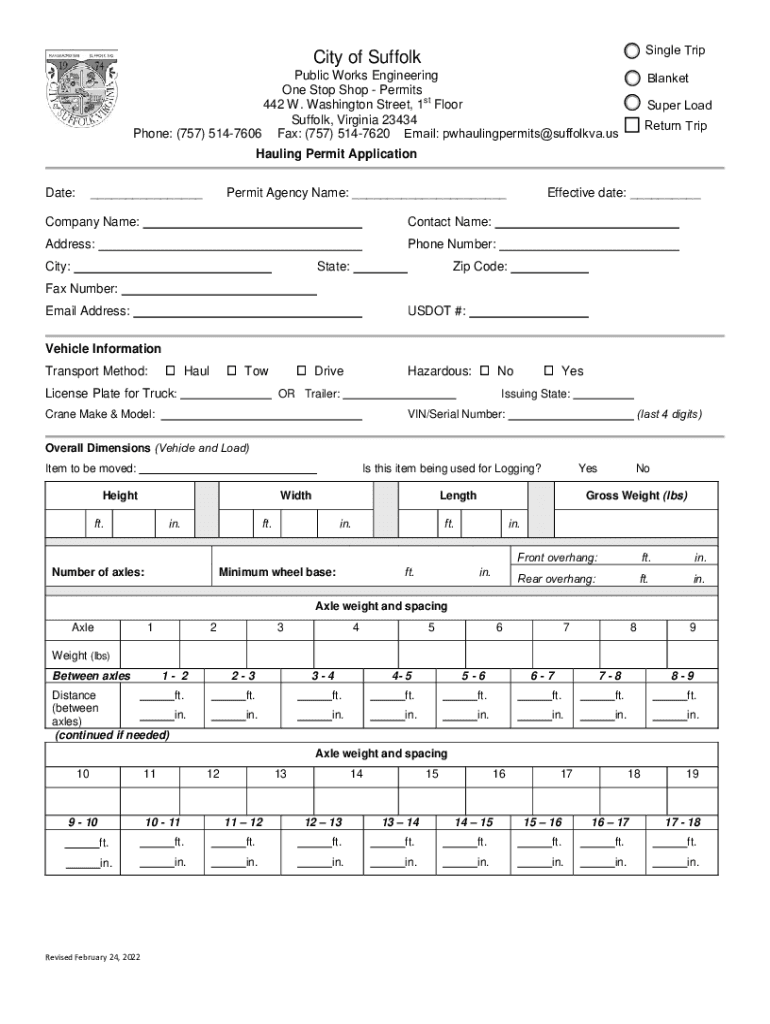 virginia hauling permit application blanket Preview on Page 1