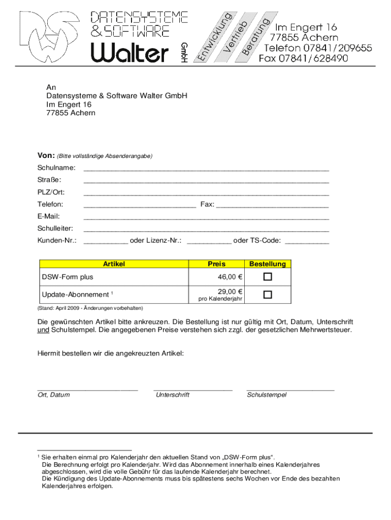 Ausfüllbar Online DSW-Form plus - Schulkartei Fax Email Drucken - pdfFiller