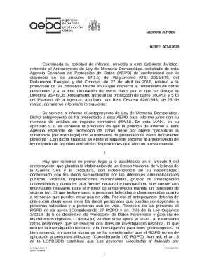 Referente al anteproyecto de ley de memoria democrtica, solicitado de esta