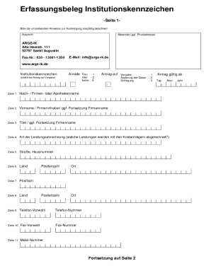 Ausfüllbar Online Antrag Institutionskennzeichen - ARGE IK Fax Email ...