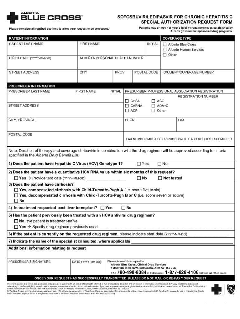 Fillable Online idbl ab bluecross SPECIAL AUTHORIZATION GUIDELINES