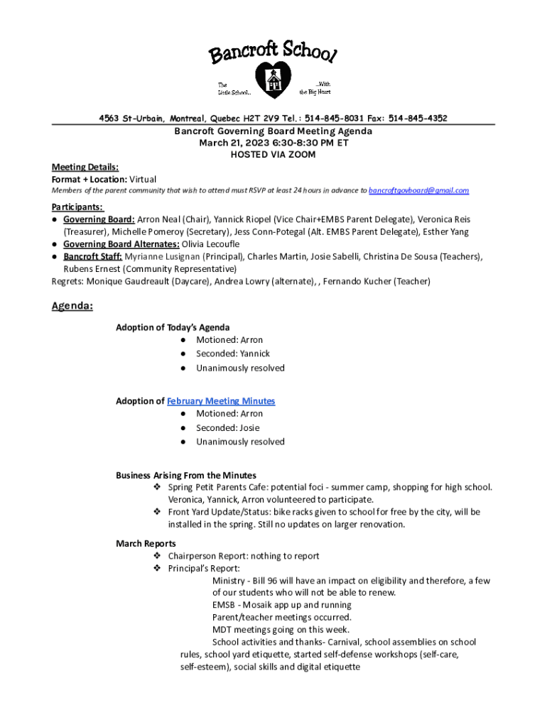 Fillable Online ySToftShoQ/ cole Bancroft School EMSB Fax Email