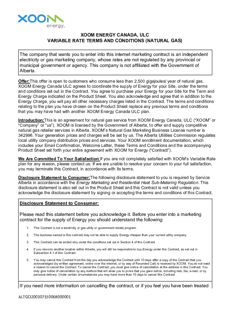 Fillable Online Natural Gas Variable Rate Product Sheet Fax Email Print