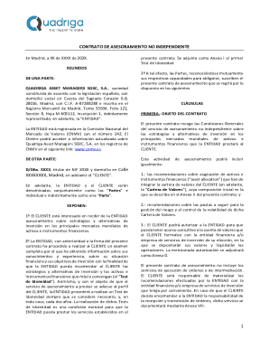 Contrato de asesoramiento no independiente en materia ...
