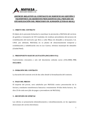 Anuncio relativo al contrato de servicio de gestin y