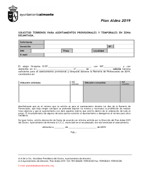 SOLICITUD TERRENOS PARA ASENTAMIENTOS PROVISIONALES Y TEMPORALES EN ZONA