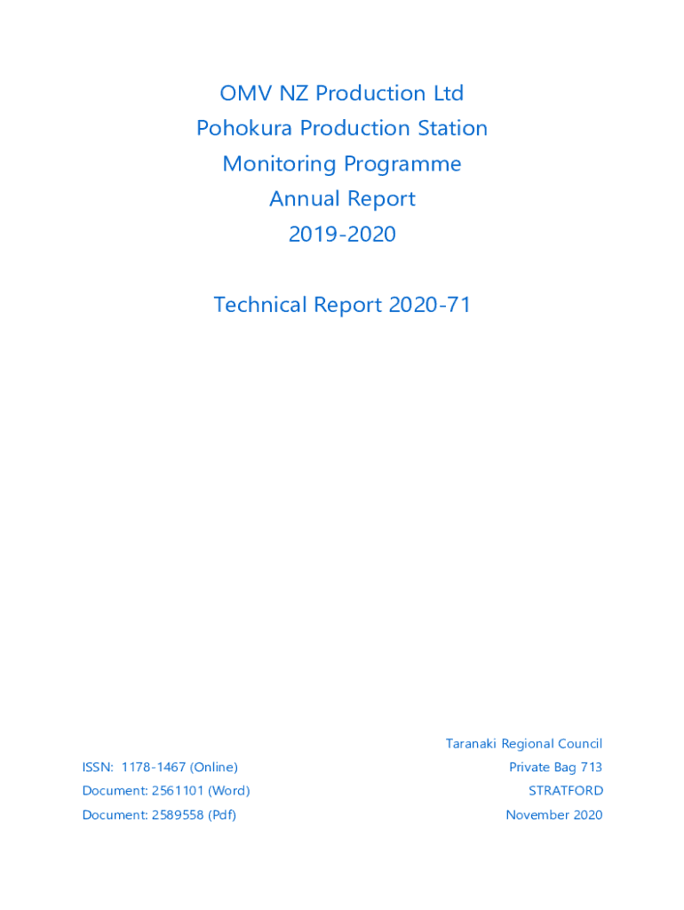 Fillable Online Pohokura Production Station consent monitoring report