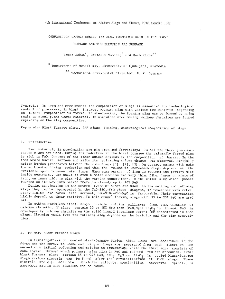 Fillable Online The Potential of Ladle Slag and Electric Arc Furnace