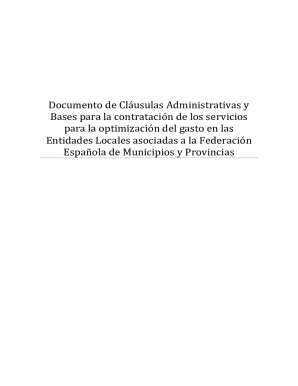 Documento de Clusulas Administrativas y Bases para la contratacin de los servicios de asistencia tcnica, jurdica y econmica para las Entidades Locales asociadas a la Federacin Espaola de Municipios y Provincias