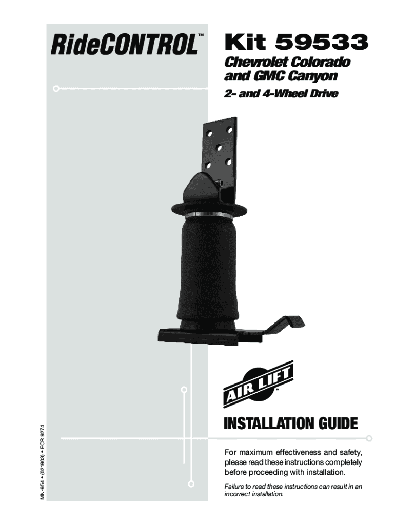 Fillable Online Air Lift 59533 Ride Control Rear Air Suspension Spring Kit Fax Email Print