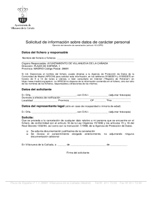 Solicitud de cancelacin de datos de carcter personal