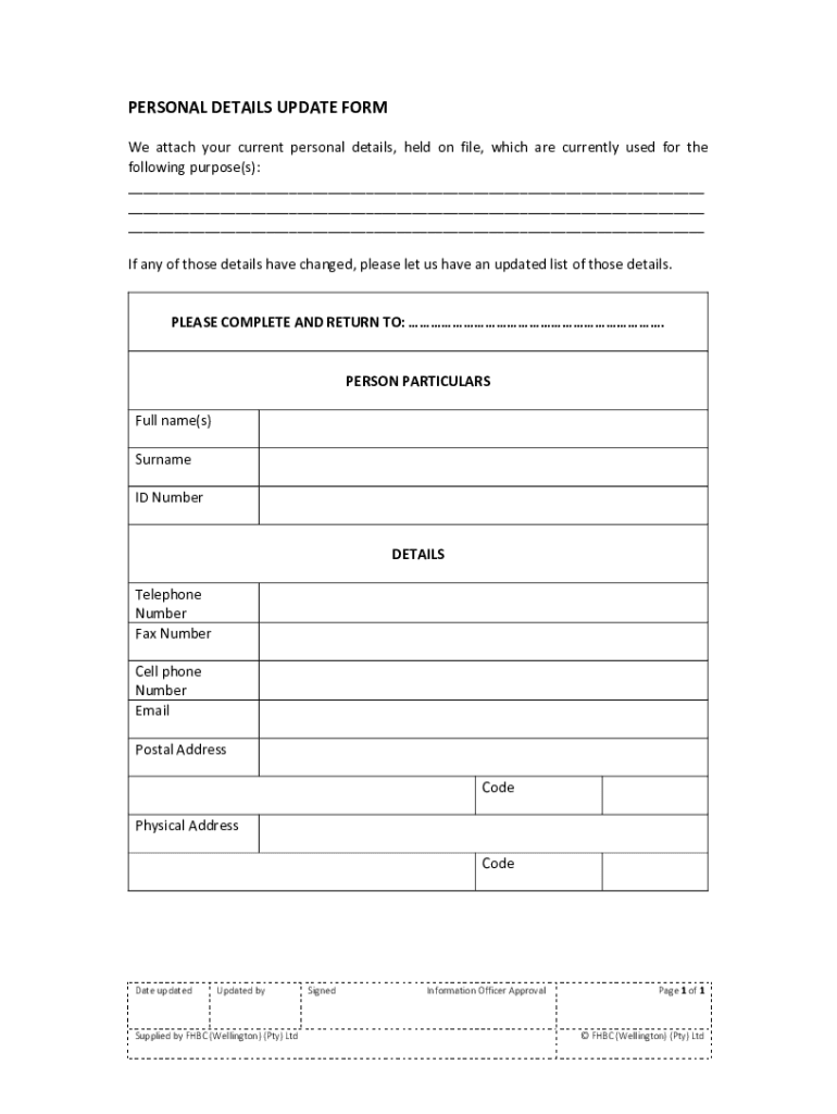 Fillable Online (14.4) PERSONAL INFORMATION UPDATE FORM Fax Email