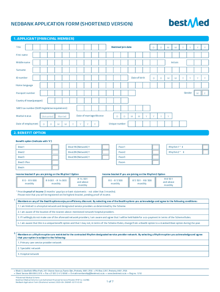 Fillable Online NEDBANK APPLICATION FORM Fax Email Print pdfFiller