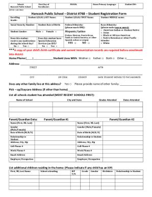 District #768Student Registration Form