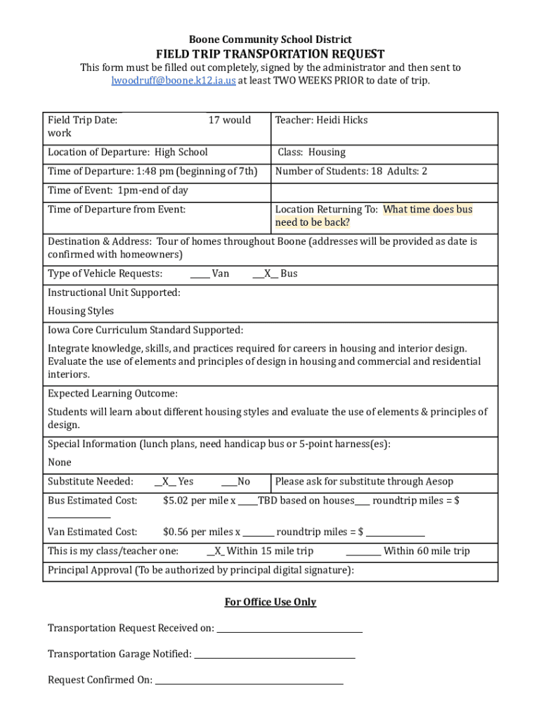Fillable Online Transportation Request FCS Fax Email Print pdfFiller