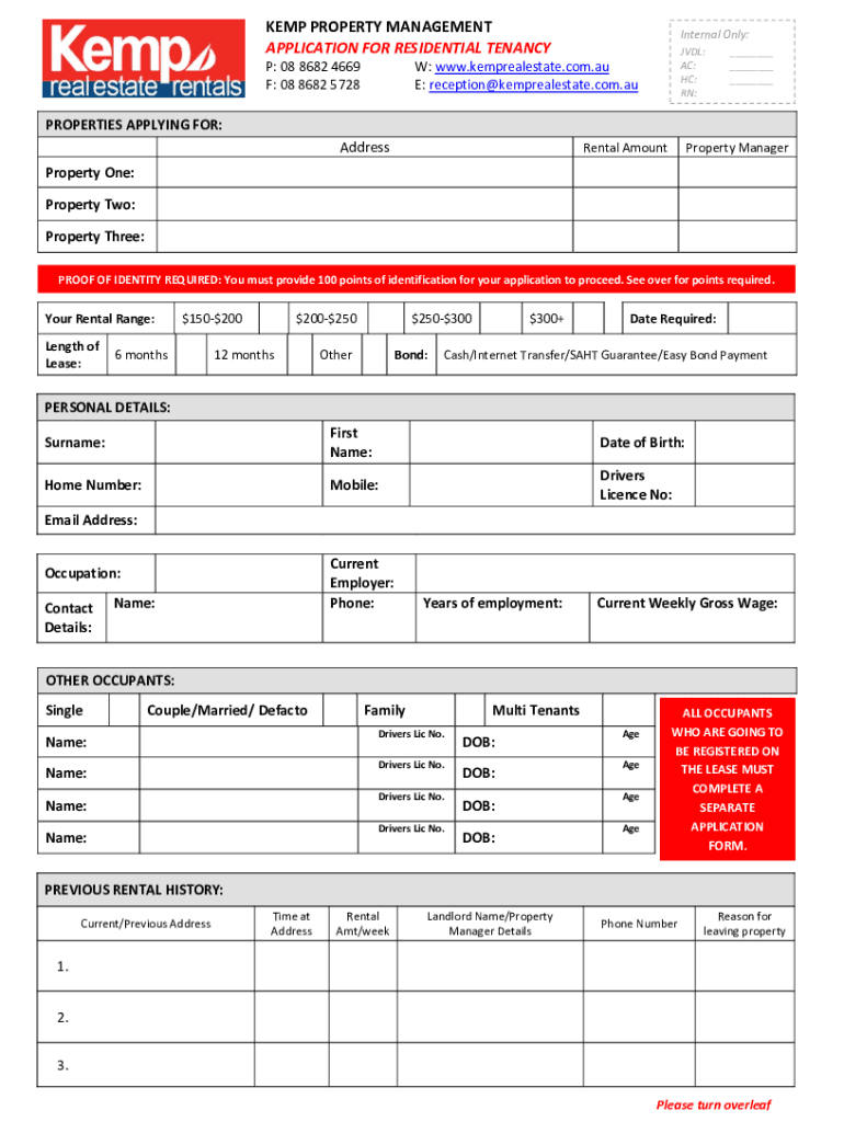 Fillable Online Kemp Real Estate Port Lincoln and Coffin Bay Real