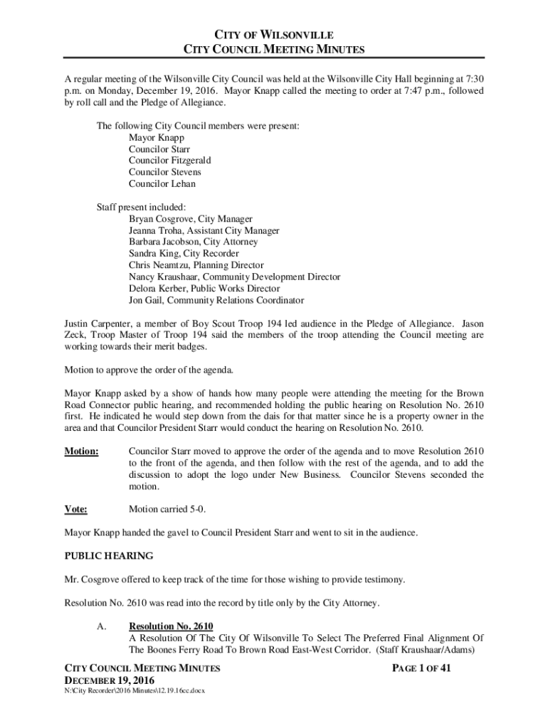 Fillable Online Sandra King, City Recorder Fax Email Print pdfFiller