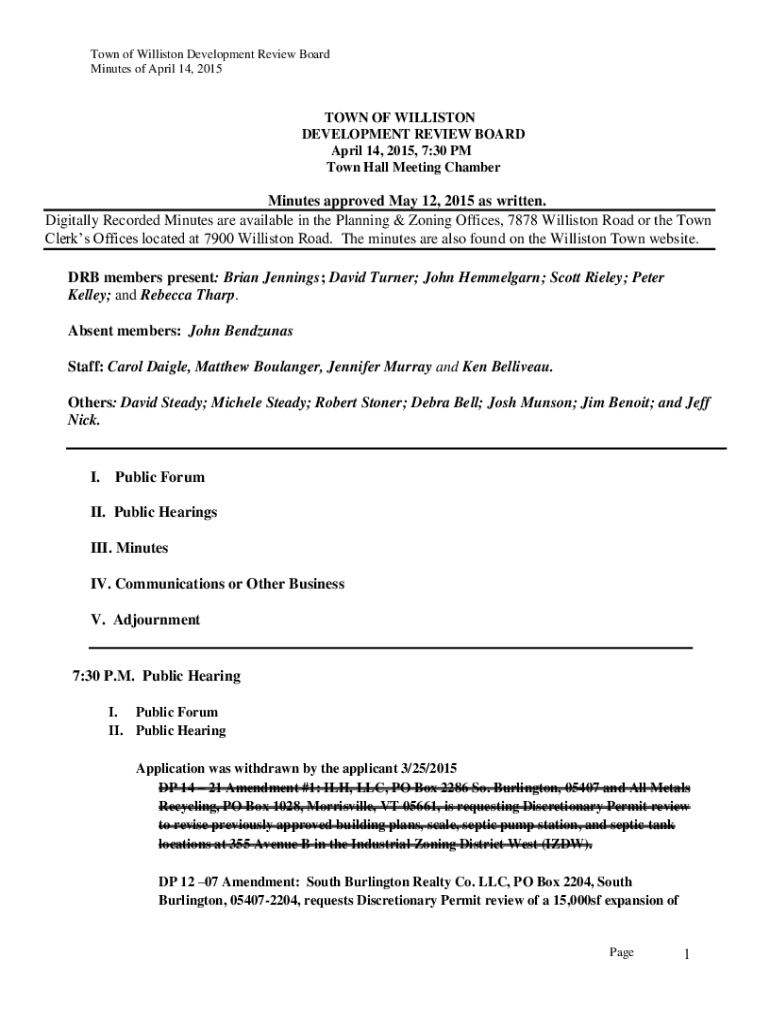 Fillable Online to... Williston, Vermont Planning and Zoning Fax Email Print pdfFiller