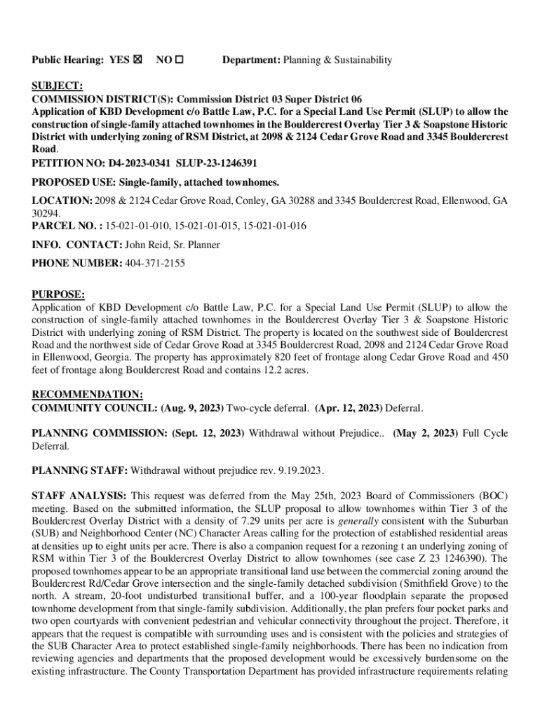 Fillable Online District with underlying zoning of RSM District, at