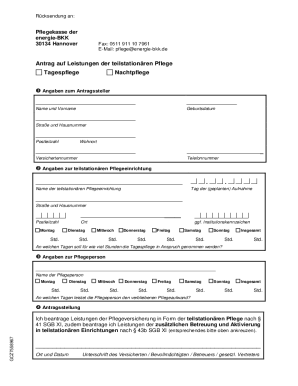 Ausfüllbar Online Antrag auf Leistungen der teilstationren Pflege ...