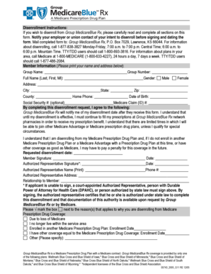 Group MedicareBlue Rx Disenrollment Form