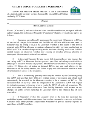 Utility Deposit Guaranty Agreement