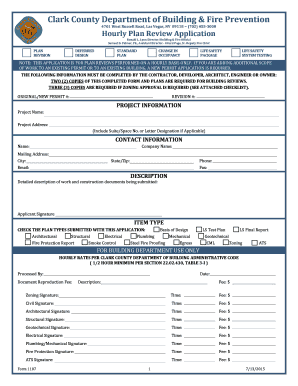 Hourly Plan Review Application Form 1017 - clarkcountynv