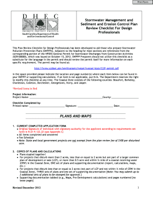 Stormwater Management and Sediment Control Plan Review Checklist