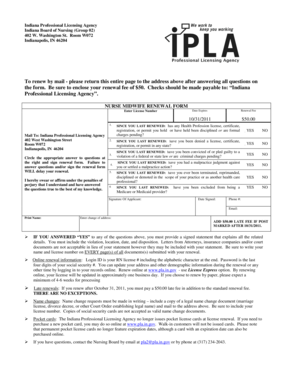 Indiana Nurse Midwife Renewal Form