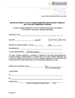 Notice of Intent to File H-1B Labor Condition Application