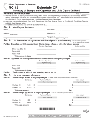 Illinois Cigarette and Little Cigar Inventory Form