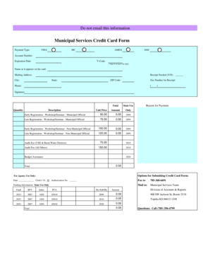 Municipal Services Credit Card Form