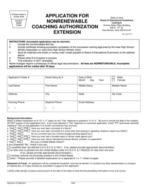 Iowa Coaching Authorization Application