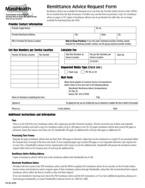 Massachusetts Remittance Advice Request Form