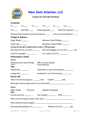 Cessna 152 Checkout Form - New Kent Aviation