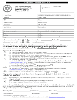 Residential Property Tax Appeal Form