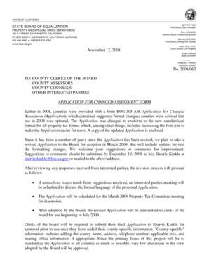 California Application for Changed Assessment