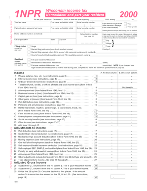 Wisconsin Nonresident and Part-Year Resident Income Tax Form 1NPR