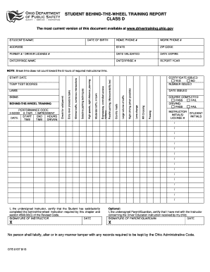 Ohio Behind-the-Wheel Training Report