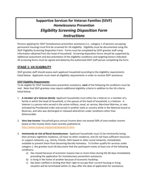 SSVF Homelessness Prevention Eligibility Screening Disposition Form