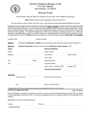 Central Violations Bureau Refund Form