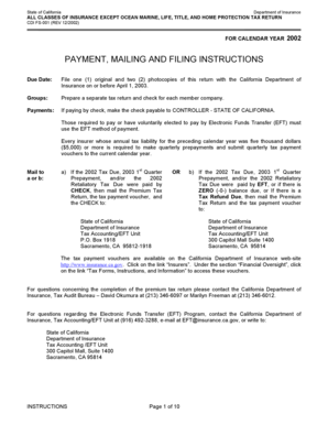 California Insurance Tax Return