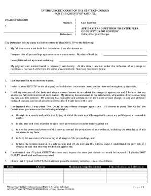 Affidavit and Petition to Enter Plea