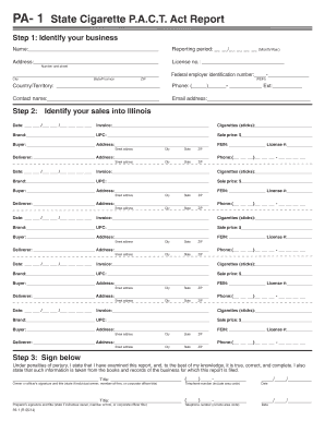 PA-1 Cigarette P.A.C.T. Act Report