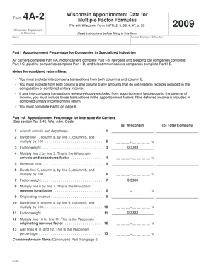 Wisconsin Form 4A-2 Apportionment Data