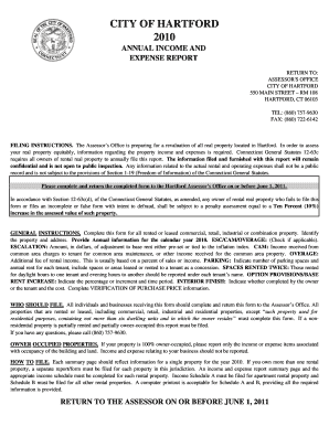 City of Hartford Annual Income and Expense Report