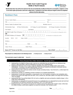Health Club Credit Program Enrollment Form