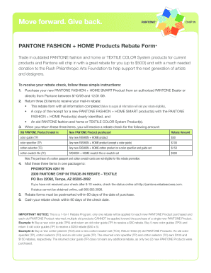 Pantone Fashion Rebate Form