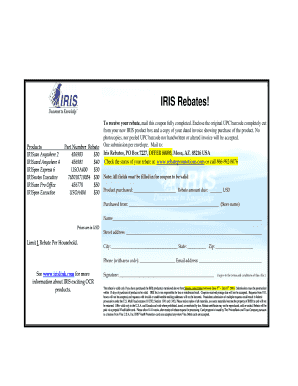 IRIS Product Rebate Form