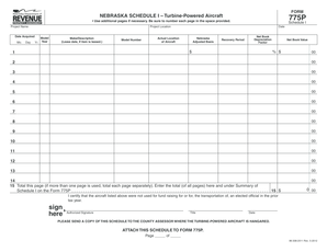 Nebraska Schedule I – Turbine-Powered Aircraft Form 775P